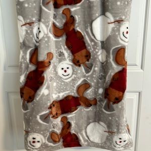 Pickle & Dot Snowman and Dachshund Dog Christmas Blanket Throw
